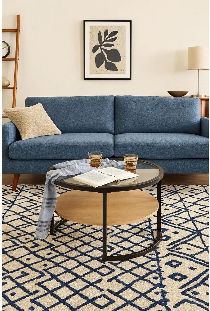 Czarno-naturalny okrągły stolik w dekorze dębu ø 68 cm Zanu – Bonami Essentials