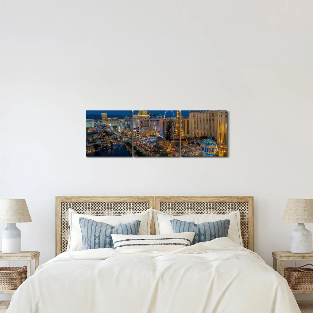 Obraz - Las Vegas (z zegarem) (90x30 cm)