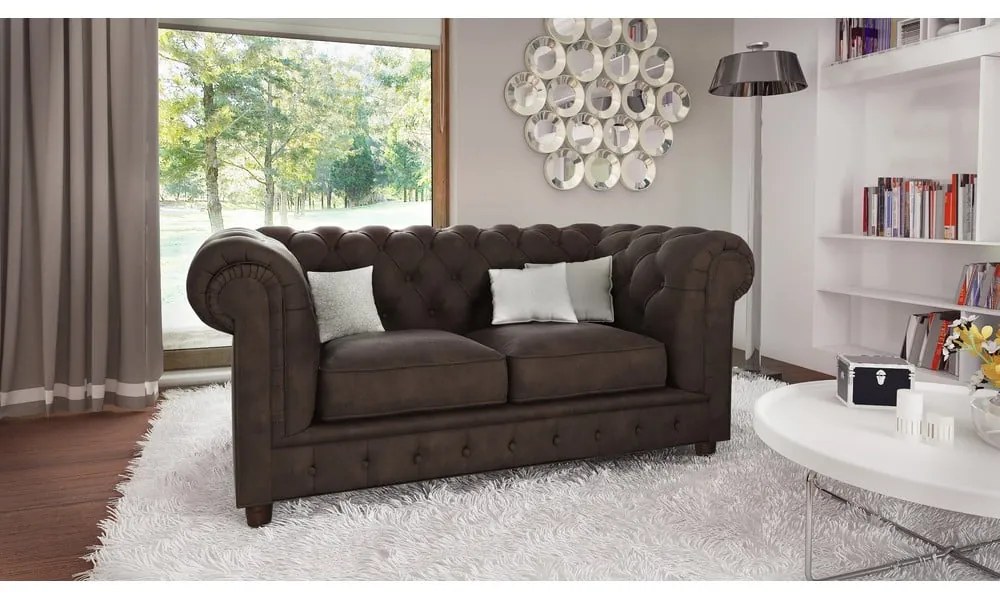 Ciemnobrązowa aksamitna sofa 178 cm Cambridge – Ropez