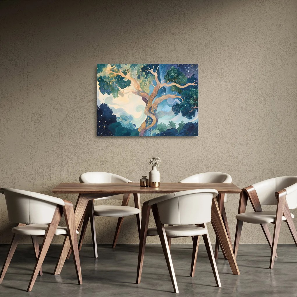 Obraz na szkle – Kosmiczne drzewo (70x50 cm)