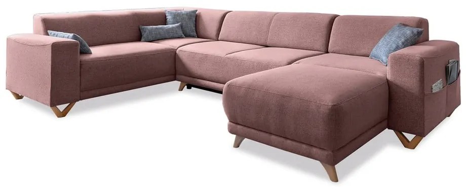 Różowy rozkładany/ze schowkiem narożnik (lewostronny/w kształcie litery U) Classy Sophie – Miuform