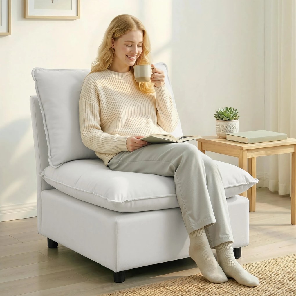 HOMCOM Fotel akcentowy, nowoczesny fotel Leathaire z szerokim i głębokim siedziskiem, grube poduszki, łatwy montaż, szary | Aosom PL