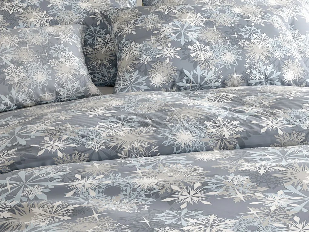 PrzytulneMieszkanie.pl PrzytulneMieszkanie.pl Pościel flanelowa z mikrofibry SNOWFLAKE niebiesko-szara Rozmiar pościeli: 70 x 90 cm | 140 x 200 cm