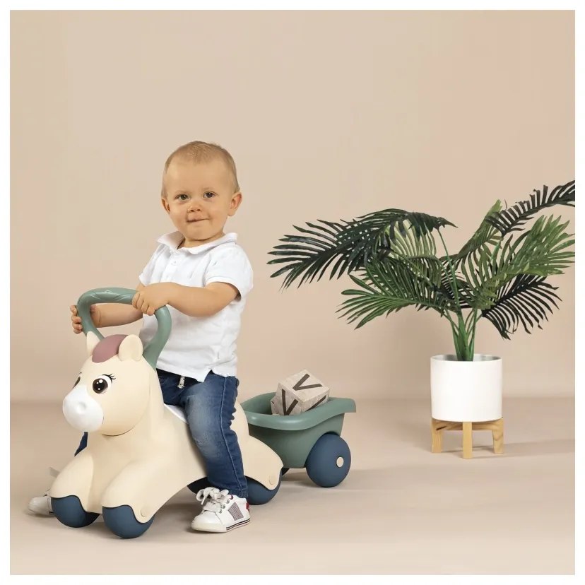 Smoby little pierwszy jeździk pony ride-on kucyk z przyczepką