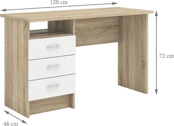 Biurko Function 3s biały/dąb sonoma