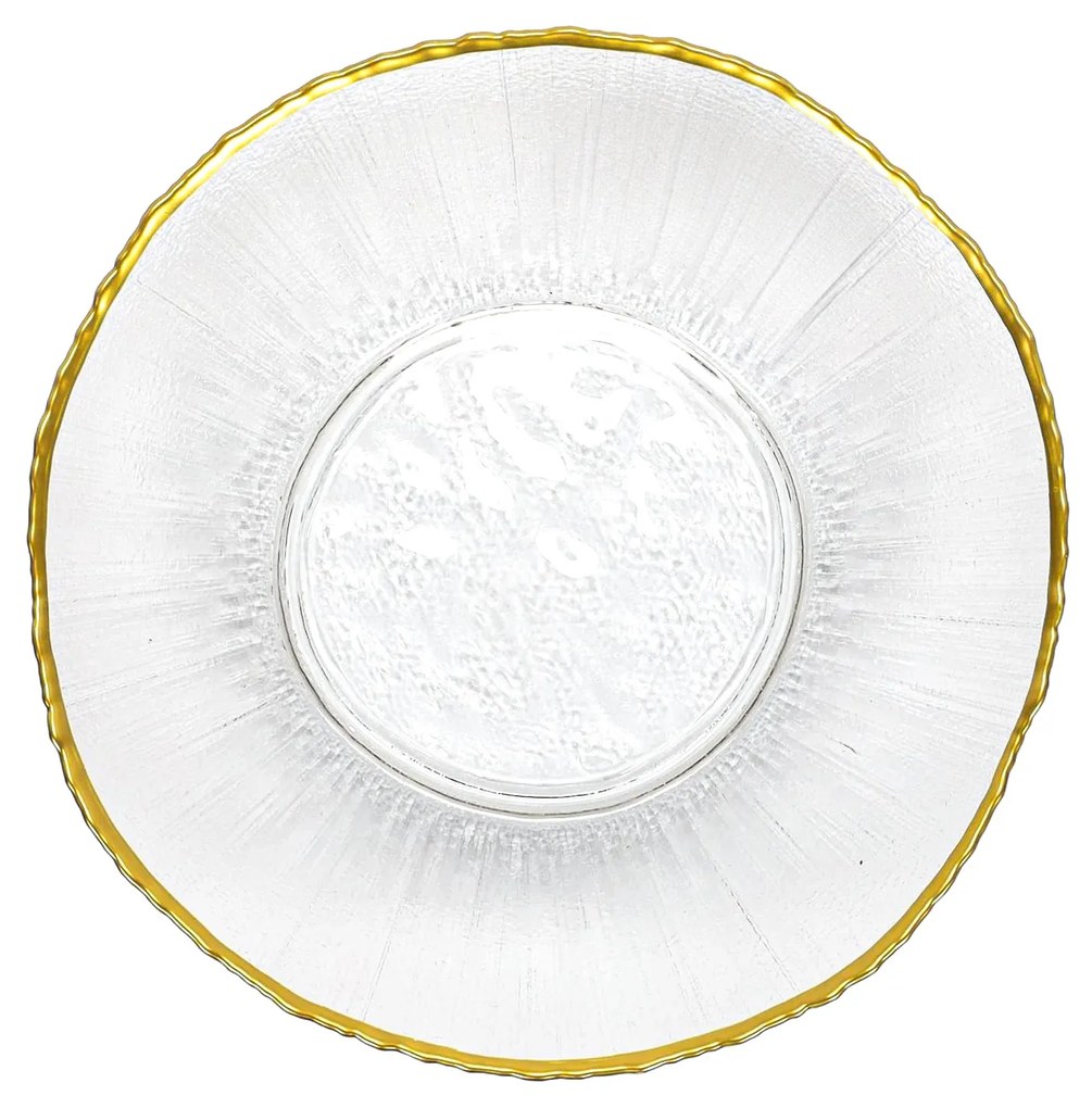 Szklany talerz głeboki ze złotą obwódką DATURA, 20 cm