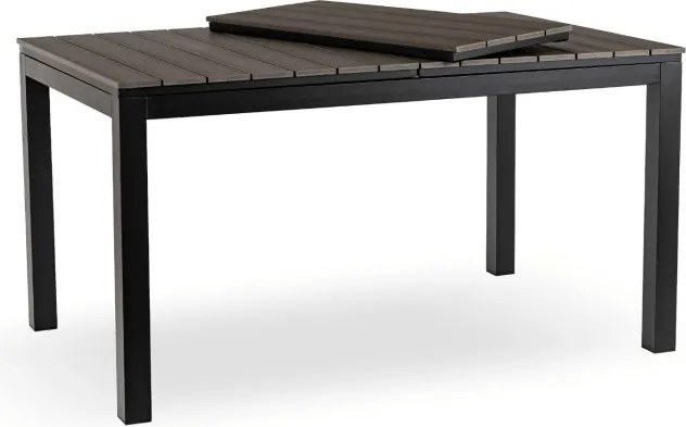 Stół Ogrodowy Prostokątny ARGOS 140-180 cm Rozkładany Ciemnoszary Dąb/Czarny
