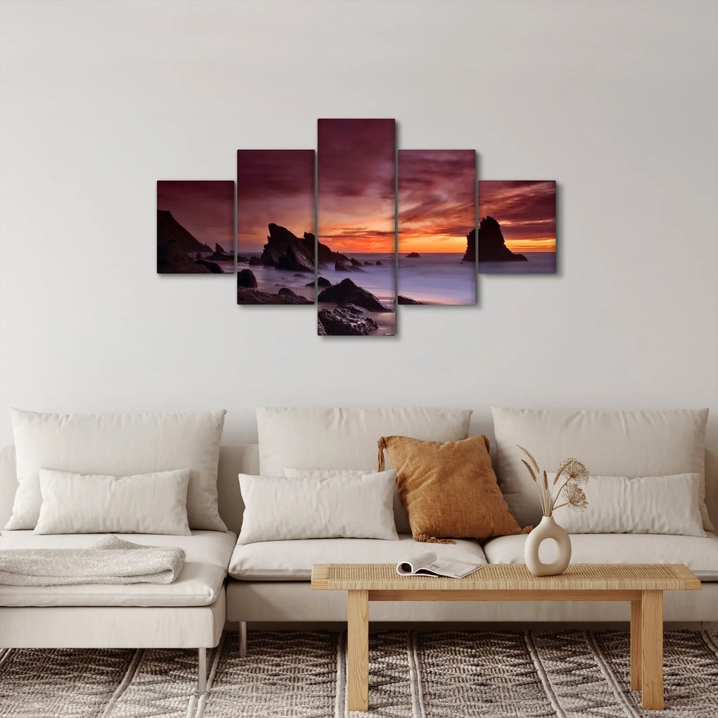 Obraz zachodu słońca na wybrzeżu (125x70 cm)