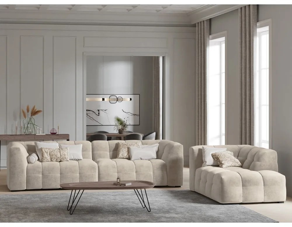 Beżowa aksamitna sofa Windsor &amp; Co Sofas Vesta, 280 cm