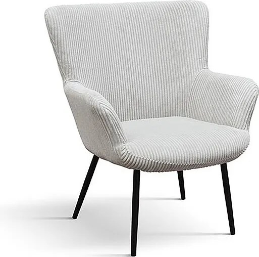 Jasnoszary fotel z tkaniny z efektem aksamitu i antracytowymi nogami - MEGEVE