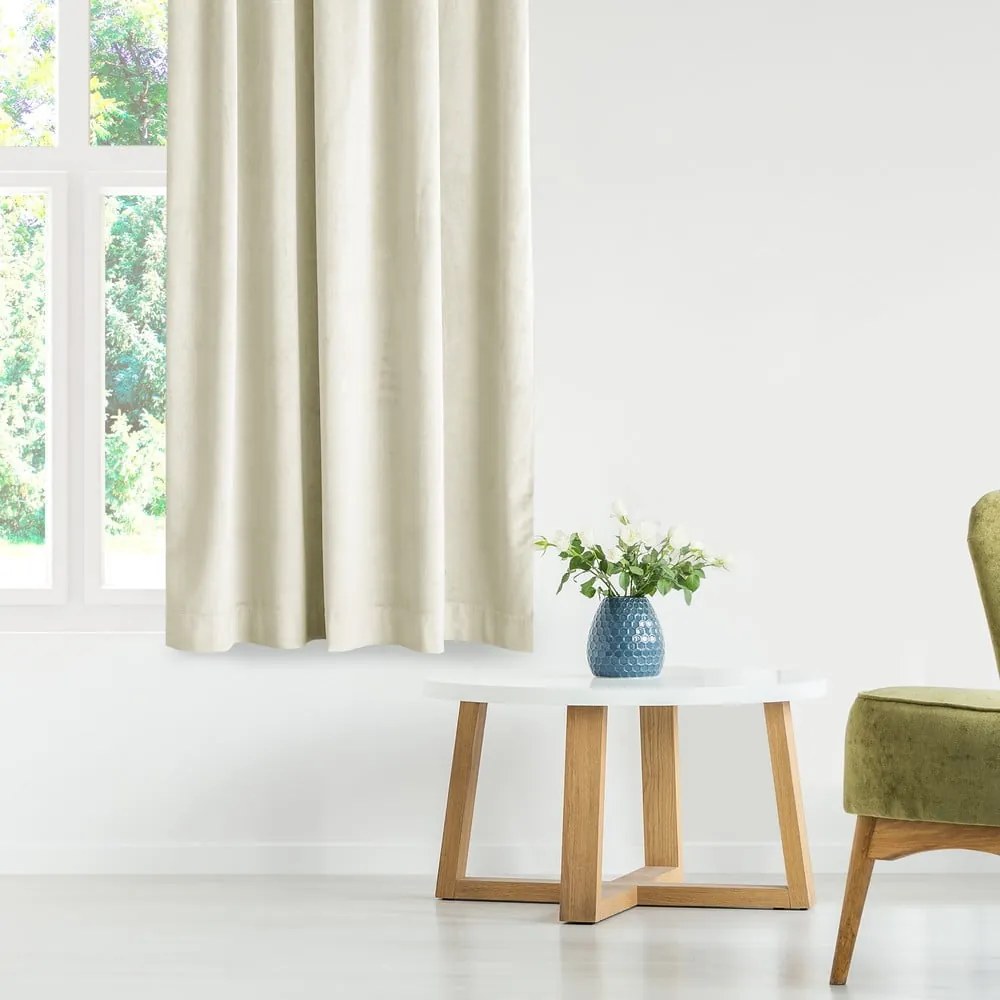 Kremowa aksamitna zasłona częściowo zaciemniająca (dimout) 140x270 cm Eyelets – Restilo