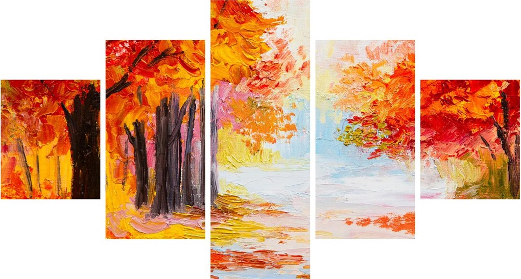 Obraz - Obraz olejny, kolorowa jesień (125x70 cm)