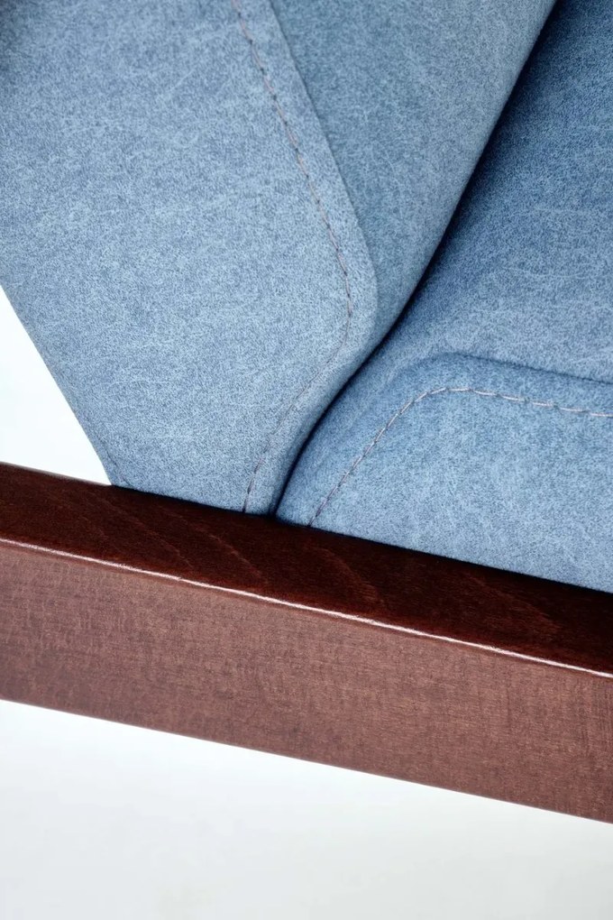 Sofa MILANO 2S niebieska/orzech dwuosobowa HALMAR