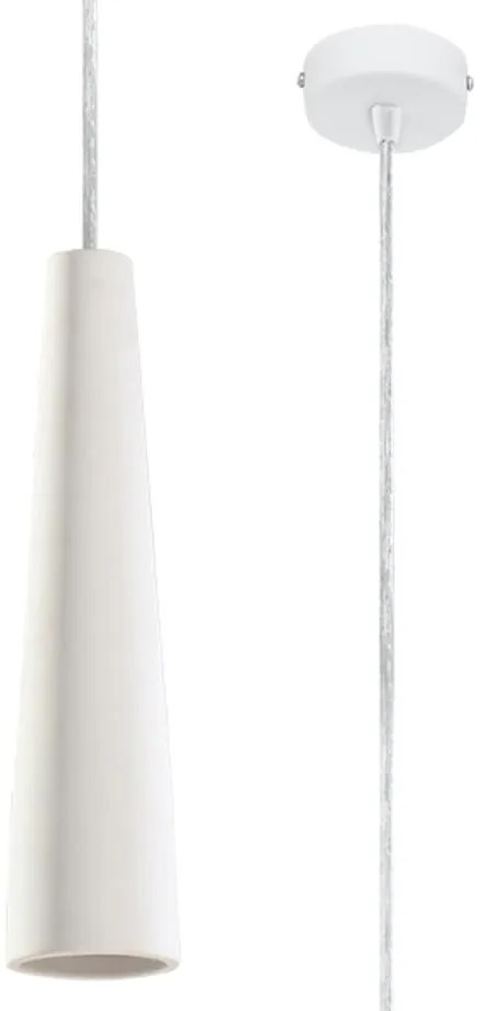 Biała lampa wisząca z ceramicznym kloszem ø 8 cm Alverna – Sollux
