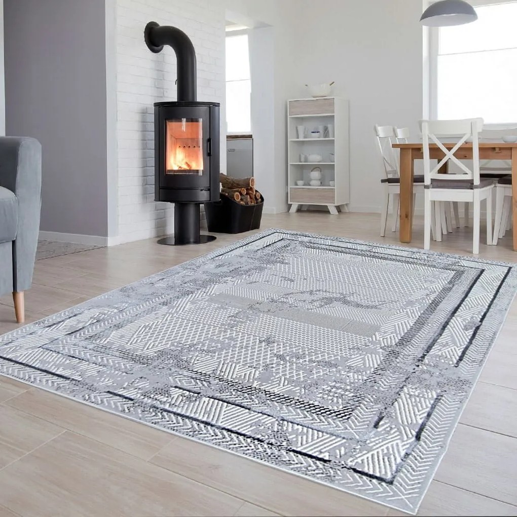 Dywan vintage Beyond Ramki szary 200 cm x 290 cm