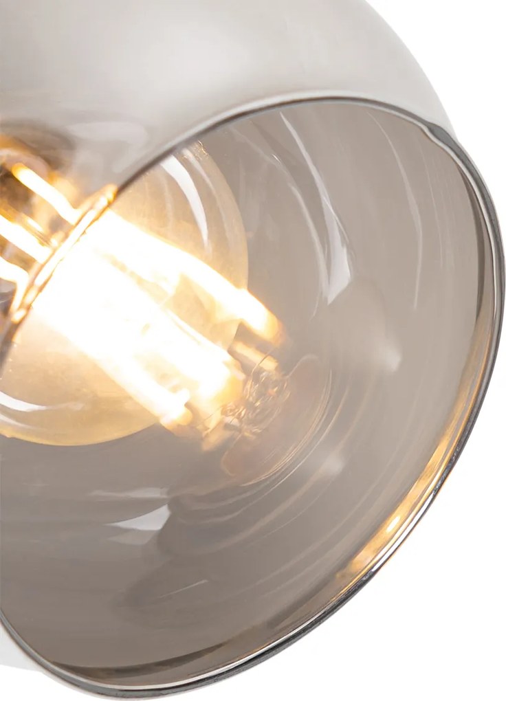 Reflektor art deco czarny z przydymionym szkłem i drewnem - Vidro