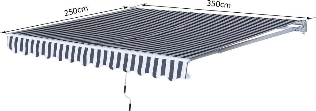 Outsunny markiza przegubowa markiza składana z korbką ręczną aluminium 3,5 x 2,5 m kolor szary+biały