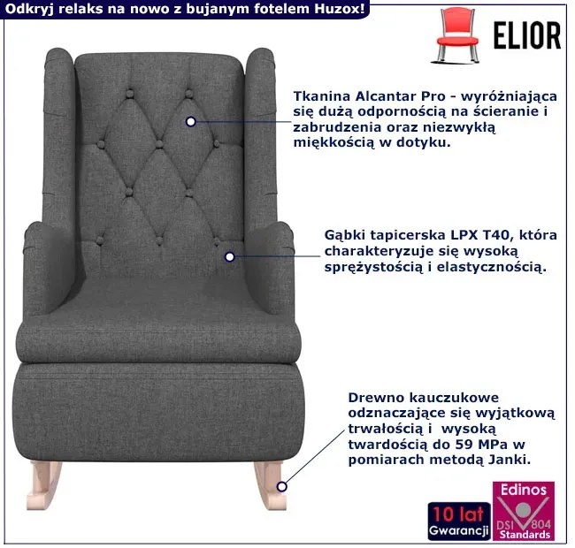 Ciemnoszary bujany fotel dla seniora S4-W17