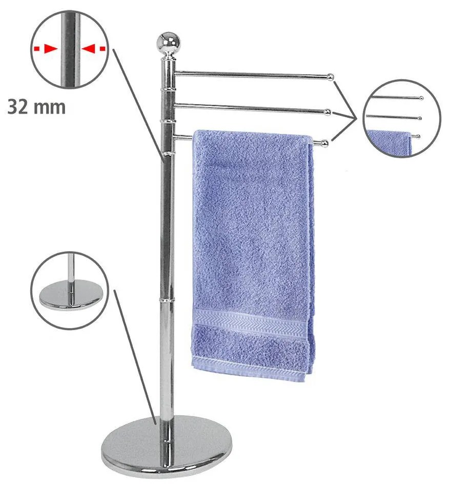 Stojak na ręczniki - 3 ramienny, chromowany, WENKO