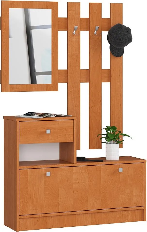 Zestaw mebli z szafką na buty AKORD Olcha 90 cm 1 drzwi 1 szuflada kolor Olcha mat 2 półki 90x25x170 cm