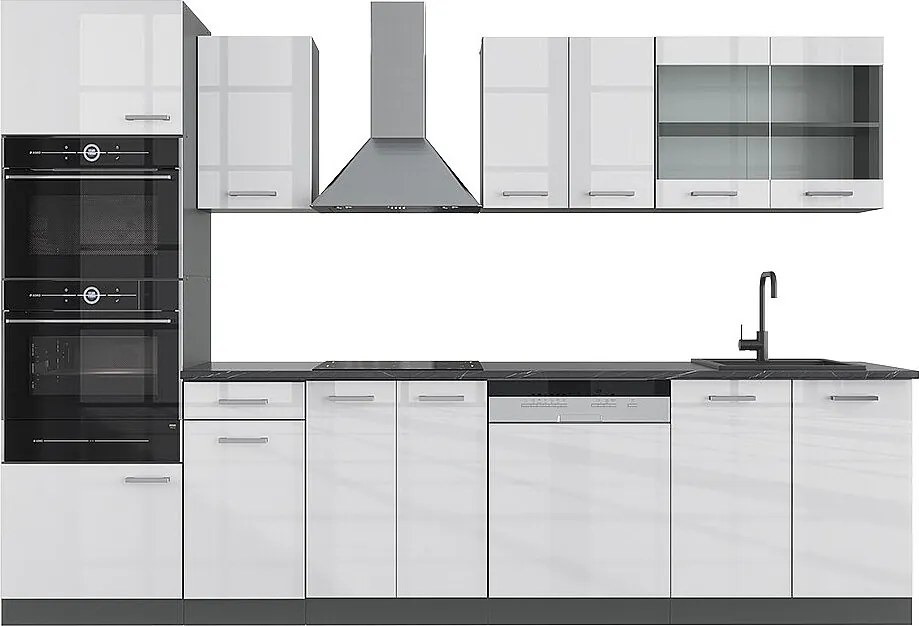 Aneks kuchenny biały wysoki połysk/antracyt 300x60x81.6 r-line