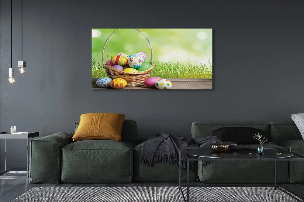 Obraz canvas na ścianę Koszyk z Jajkami na Łące