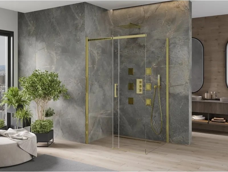 Mexen Omega kabina prysznicowa rozsuwana 120 x 80 cm, transparent, złota - 825-120-080-50-00