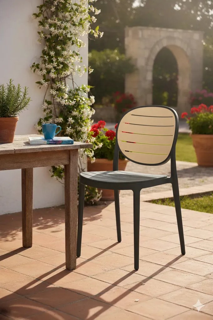 Krzesło sztaplowane czarny + naturalny E3-Z83