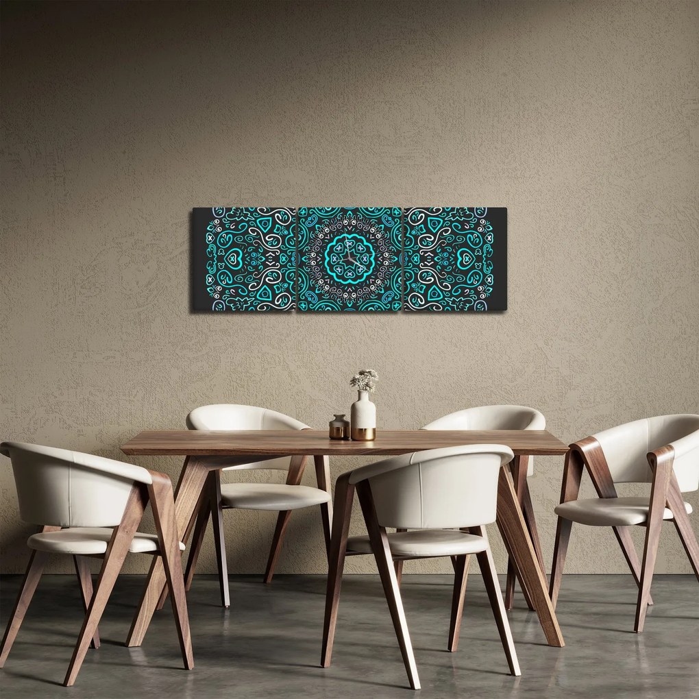 Obraz abstrakcji ozdobnej (z zegarem) (90x30 cm)