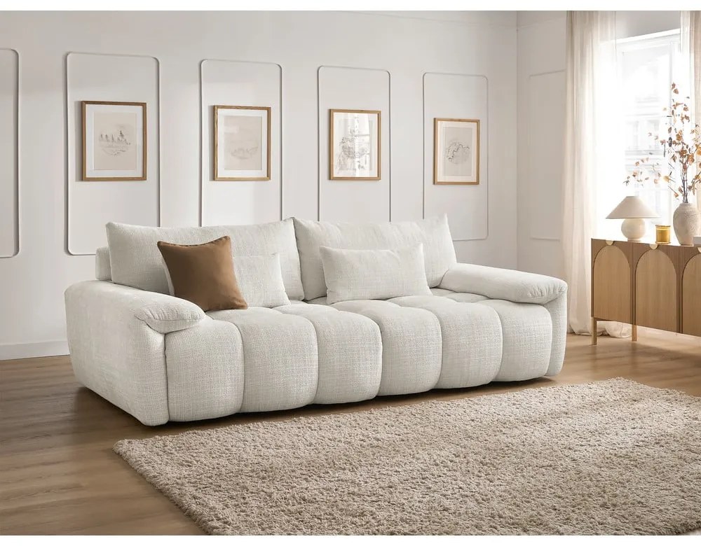 Biała sofa z tkaniny szenilowej 264 cm Ivane – Bobochic Paris