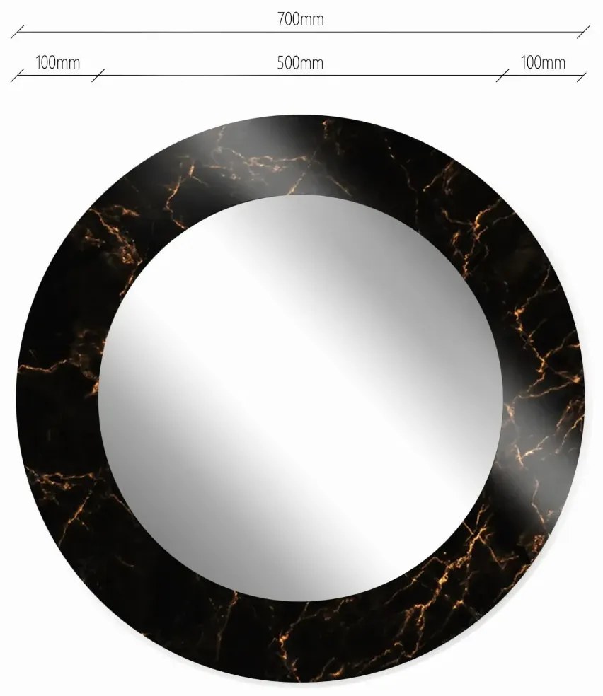 Lustro okrągłe MORENA BLACK MARBLE 70cm czarne BALTICA DESIGN
