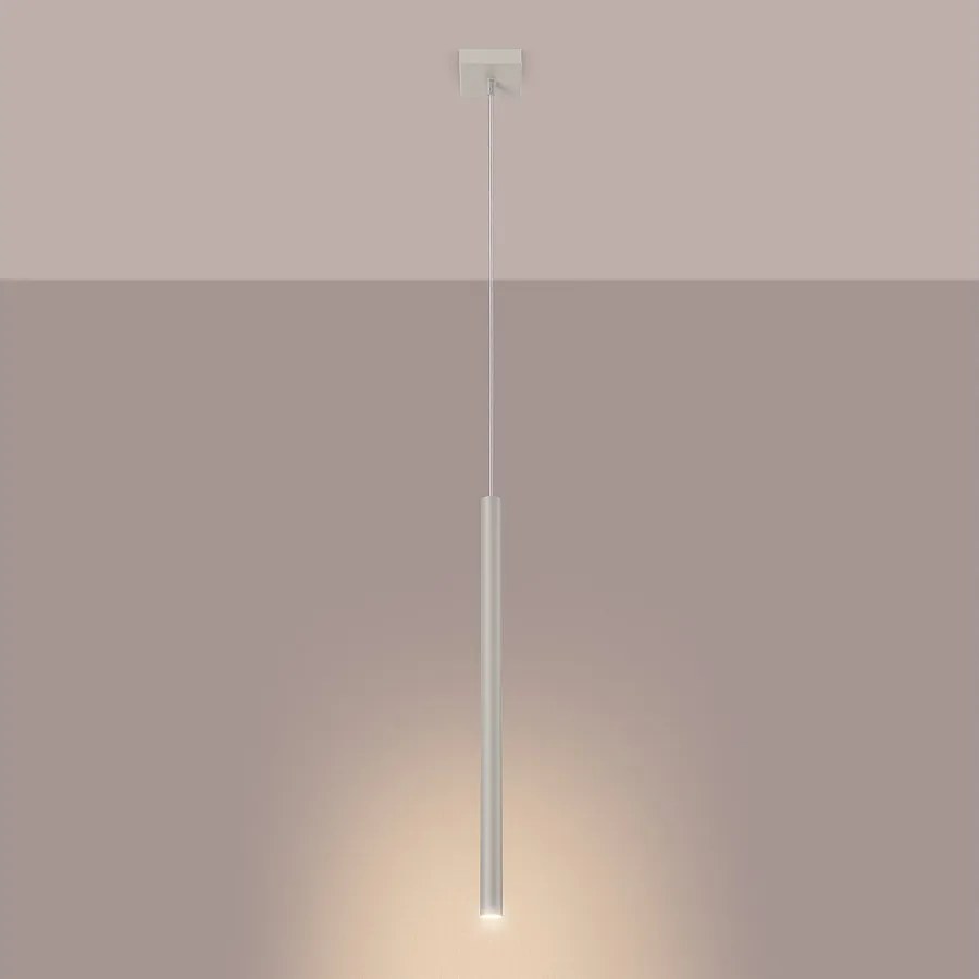 Lampa wisząca nowoczesny Brill, stal - 1 źródło światła 3000K - L.8 x H.114 cm - beżowy