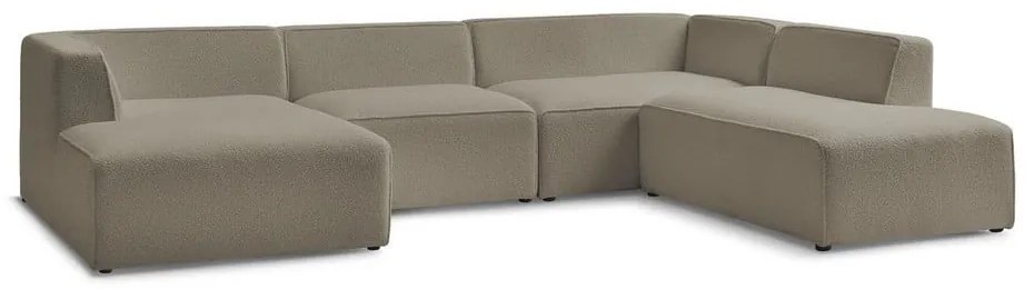 Brązowy narożnik modułowy z materiału bouclé (prawostronny/w kształcie litery U) Megeve – Bobochic Paris
