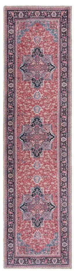 Bordowy chodnik z mieszanki włókien z recyklingu odpowiedni do prania 60x230 cm Windsor – Flair Rugs