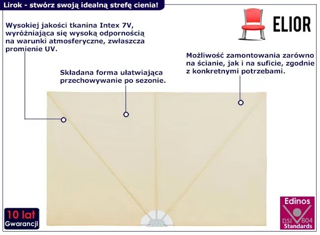 Kremowy składany parawan ogrodowy - Lebrif