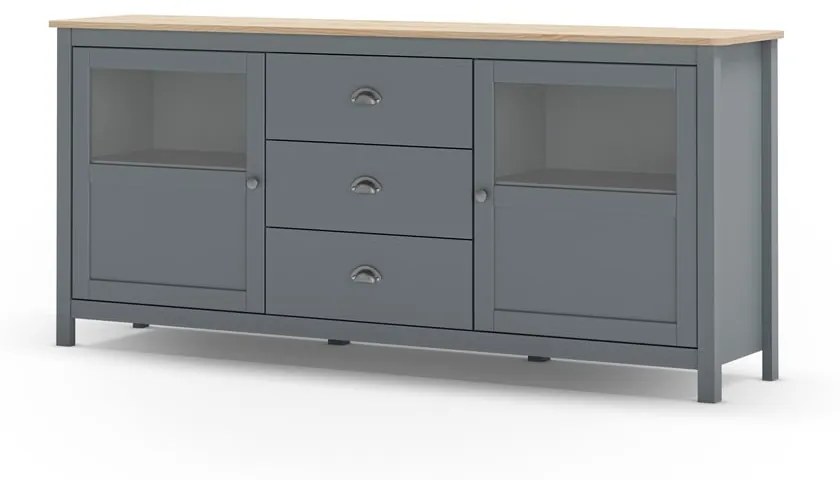Szarozielona komoda z litego drewna sosnowego 180x80x40 cm Misti – Marckeric