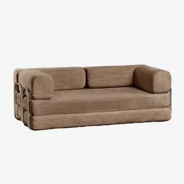 Sofa Rozkładana Dwuosobowa Z Weluru Pakowana Próżniowo Igone Sztruks W Kolorze Piaskowo-brązowym - Sklum