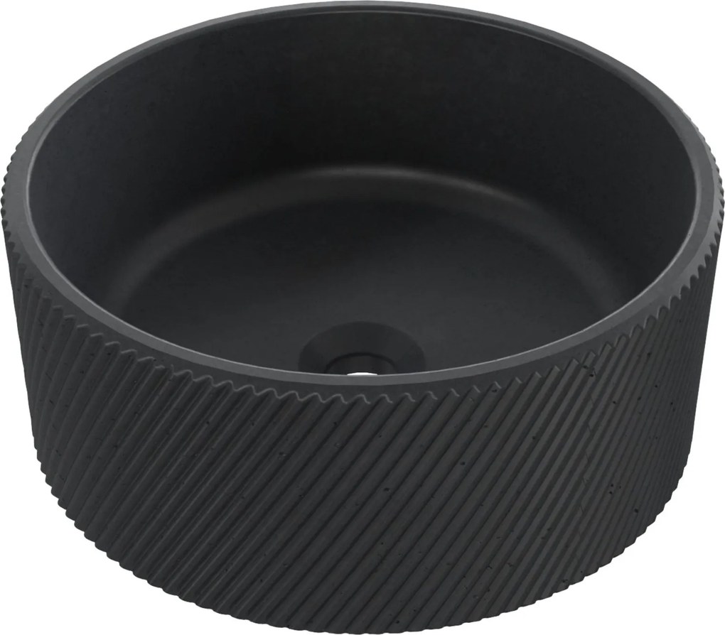 Umywalka betonowa nablatowa okrągła bez otworu na baterię 37 cm VIJA | różne kolory : Kolor - Czarny