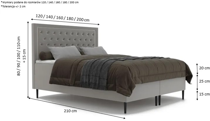 Łóżko kontynentalne KIRA - 200x200