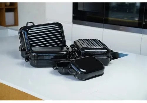 Belis Emaliowany podwójny garnek z żebrowaniem iuchwytami bocznymi, 40 cm