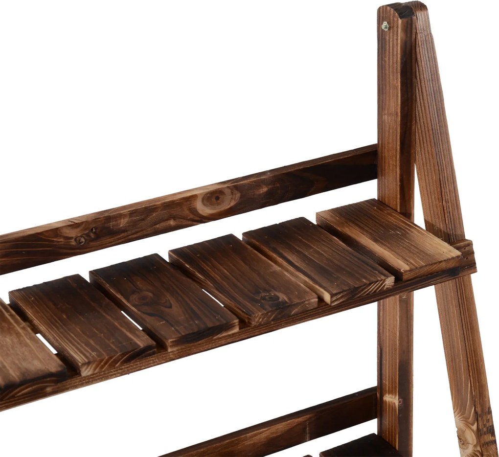 Outsunny Regał na Rośliny Ciemnobrązowy 80x37x93cm | Aosom PL