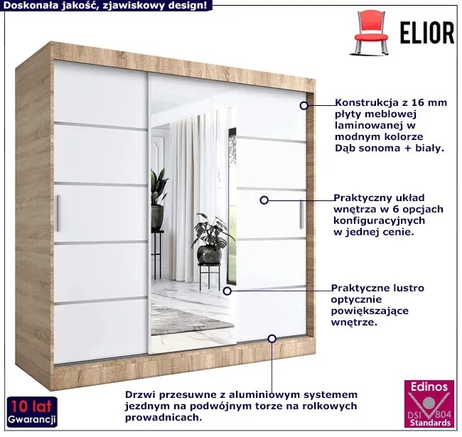 Szafa przesuwna 200 cm dąb sonoma + biały D9-Z41
