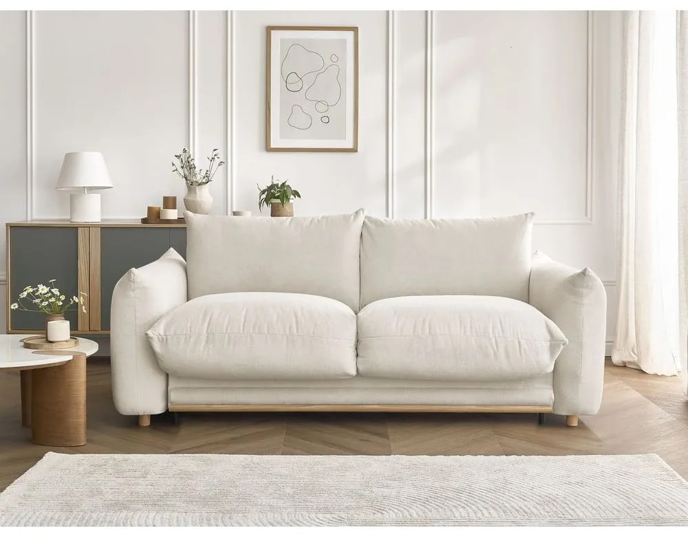 Kremowa rozkładana sofa 214 cm Ernest – Bobochic Paris