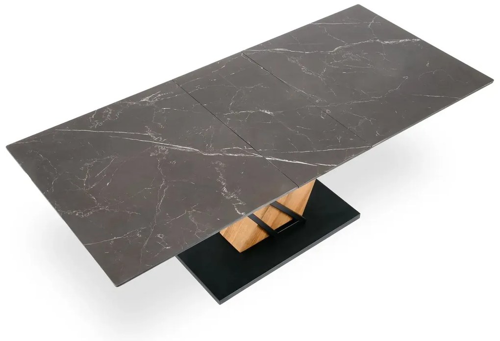 Stół rozkładany VOLANT 140(180)x90 czarny marmur/dąb złoty HALMAR