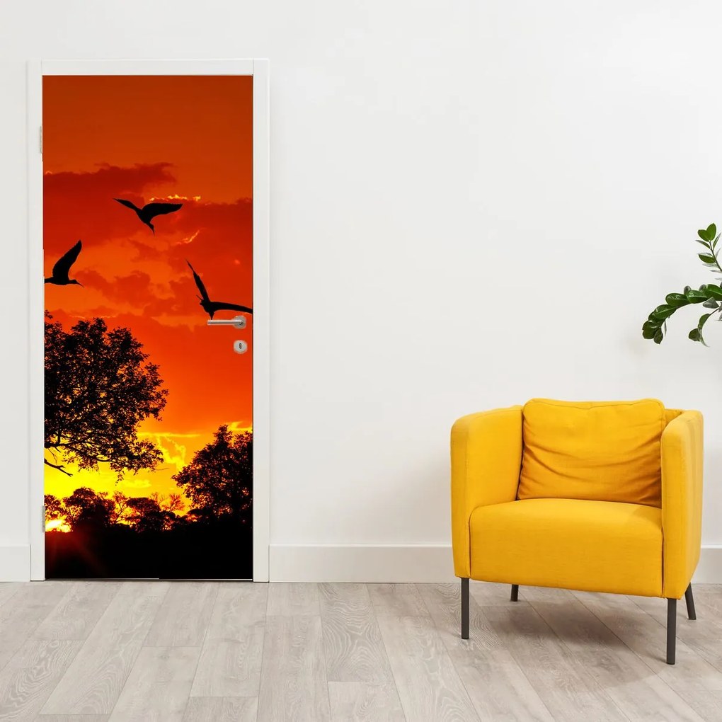 Fototapeta  na drzwi - Ptaki o zachodzie Słońca (95x205cm)