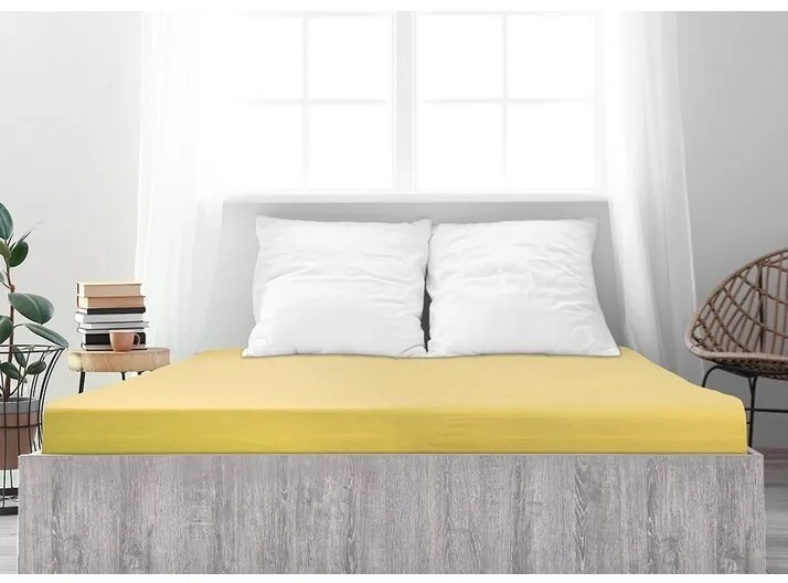 4Home prześcieradło jersey Ideal żółte, 90 x 200 cm