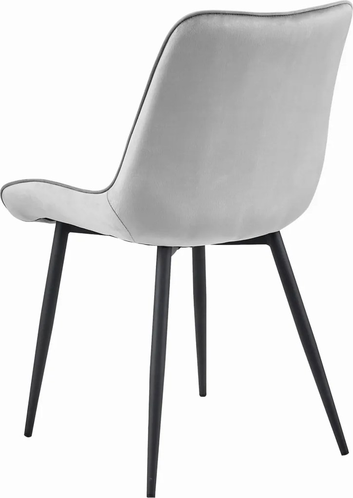 Krzesło welurowe BERA jasnoszare z czarnymi nogami