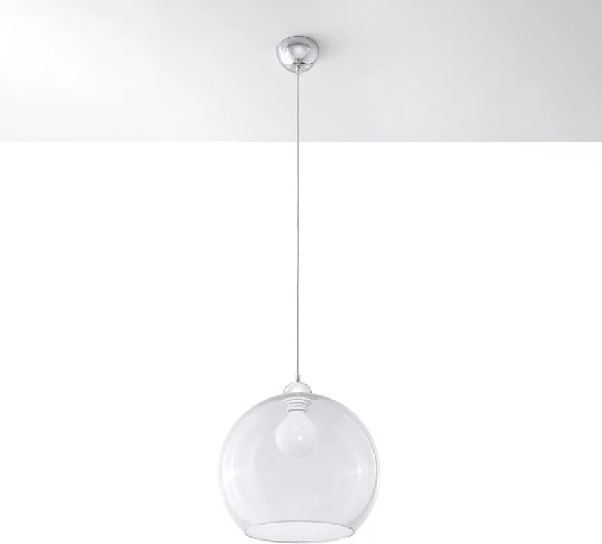 Lampy wiszące minimalistyczny Esfera, stal/szkło - 1 źródło światła 4000K - L.30 x H.120 cm - transparentny