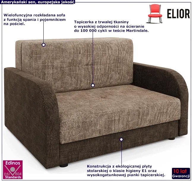 Sofa rozkładana jasny brąz + ciemny brąz - Folken 4X