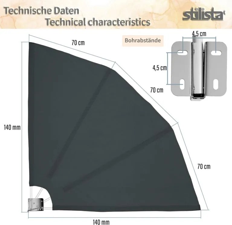 STILISTA parawan balkonowy, 140 x 140, czerwony